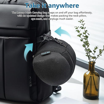 Travel Neck Pillows for Airplanes, Sleeping Essentials for Long haul Flights, 360° Head Support, Car and Airplane Kit with 3D Contoured Eye Mask, Earplugs and Luxury Mesh Bag (Adult, Grey)
