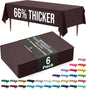 Exquisite 66% Thicker Premium Plastic Table Cloth Rectangle Table Cover 0.5 Mil 6 Pack Brown Table Cloth 54 Inch x 108 Inch Disposable Tablecloth Won't Tear Easily Like Cheap Thin Brands