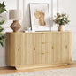 63" Tambour Dresser for Bedroom with 3 Drawers, Modern Chest of Drawers with Sliding Doors & 8 Shelves, Fluted Dresser Storage Organizer for Bedroom, Closet, Living Room(Natural)