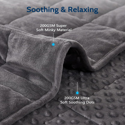 L'AGRATY Weighted Blanket for Adult - 48"x72" 15lbs Minky Dots Heavy Blanket with Glass Beads: Soft Breathable for All-Season Summer Fall Winter Thick Comfort for Sleeping
