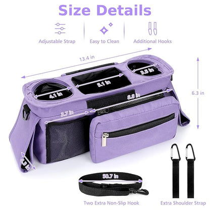 Accmor Universal Stroller Organizer with Insulated Cup Holder Detachable Phone Bag and Shoulder Strap,Stroller Bag Caddy Organizer Fits for Uppababy, Baby Jogger, Britax Strollers