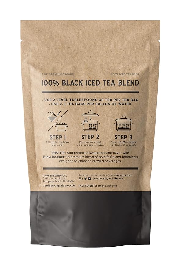 The Southern Standard | Organic Iced Tea Bags – 100% Black Tea Blend | No Microplastics | 50 XL Bags (½ lb, Makes 25 Gallons)