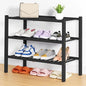 Smiry Shoe Rack, 3 Tier Thick Bamboo Shoe Organizer, Stackable Free Standing Wooden Shoe Storage Shelf for Closet, Entryway, Front Door Entrance, Black