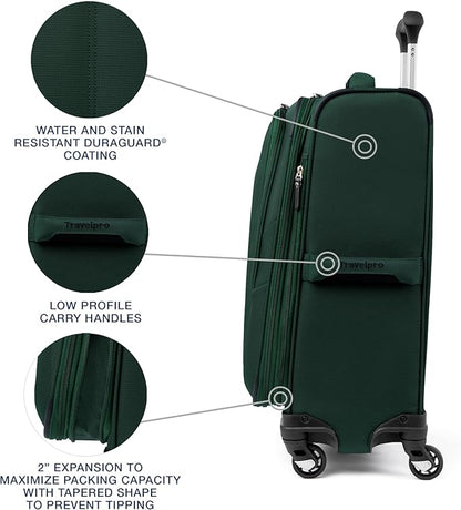Travelpro Maxlite 5 Softside Expandable Carry-On Luggage with Spinner Wheels, Lightweight, 21-Inch — Forest Green