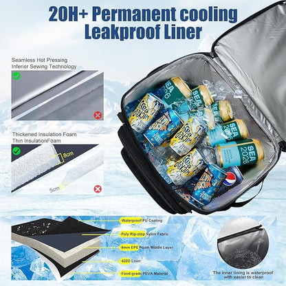 Backpack Cooler Insulated Leak Proof for Men Women 50 Cans Soft Cooler Backpack Insulated Waterproof Large Capacity Coolers Bag Portable for Lunch Camping Travel Picnic Hiking