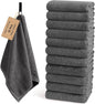 SEMAXE 12 Pack Hand Towels for Bathroom, 100% Cotton Towels with Hanging Loops, Soft and Highly Absorbent, Hand Towel Set for Gym, Shower, Hotel, Spa and Kitchen, Grey
