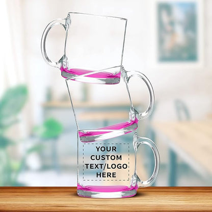 Libbey Clear Glass Coffee Mugs 13 oz. Set of 10, Bulk Pack - Perfect for Coffee, Tea, Espresso, Hot Cocoa, Other Beverages - Pink Bottom