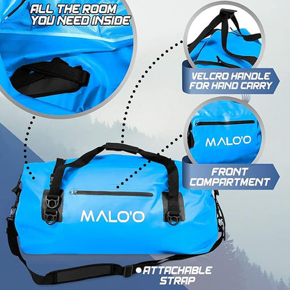 Malo'o Waterproof Dry Bag Duffel 40L/60L/100L, Roll Top Duffel Keeps Gear Dry for Kayaking, Rafting, Boating, Swimming, Camping, Hiking, Beach, Fishing - Internal & External Pockets and Molle Loops
