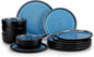 vancasso PLAYA Plates and Bowls Sets, 12 Pieces Blue Dinnerware Sets