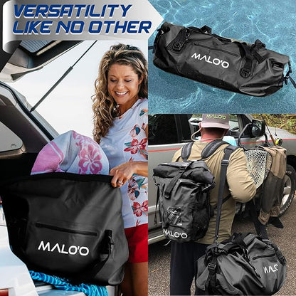 Malo'o Waterproof Dry Bag Duffel 40L/60L/100L, Roll Top Duffel Keeps Gear Dry for Kayaking, Rafting, Boating, Swimming, Camping, Hiking, Beach, Fishing - Internal & External Pockets and Molle Loops
