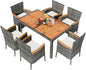 Shintenchi 7 Piece Patio Dining Set, Wicker Patio Conversation Set