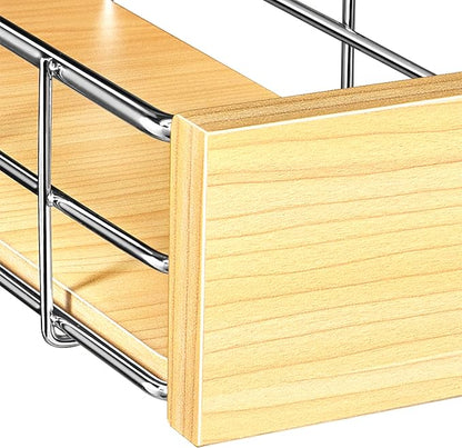 LYNK PROFESSIONAL® SELECT™ Pull Out Under Sink Kitchen Cabinet Organizer - 11.5 in. x 18 inch deep Drawer - Sliding Shelf Organizer and Undersink Storage Shelves - Lifetime Ltd. Warranty – Chrome