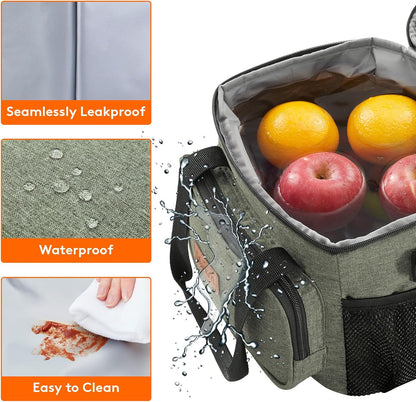 Lifewit Medium Lunch Bag Insulated Lunch Box Soft Cooler Cooling Tote for Adult Men Women, Dark Green 12-Can (9L)