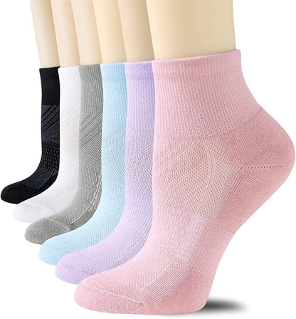 CS CELERSPORT 6 Pairs Women's Running Ankle Socks Athletic Sport Socks Cushioned