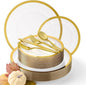 By Madee HEAVYWEIGHT Clear Plastic Plates With Gold Trim | Nice Disposable Plates and Cutlery Set | Includes Gift of Dazzling 3D butterflies for table Decor | 150mPcs for 25 Guests