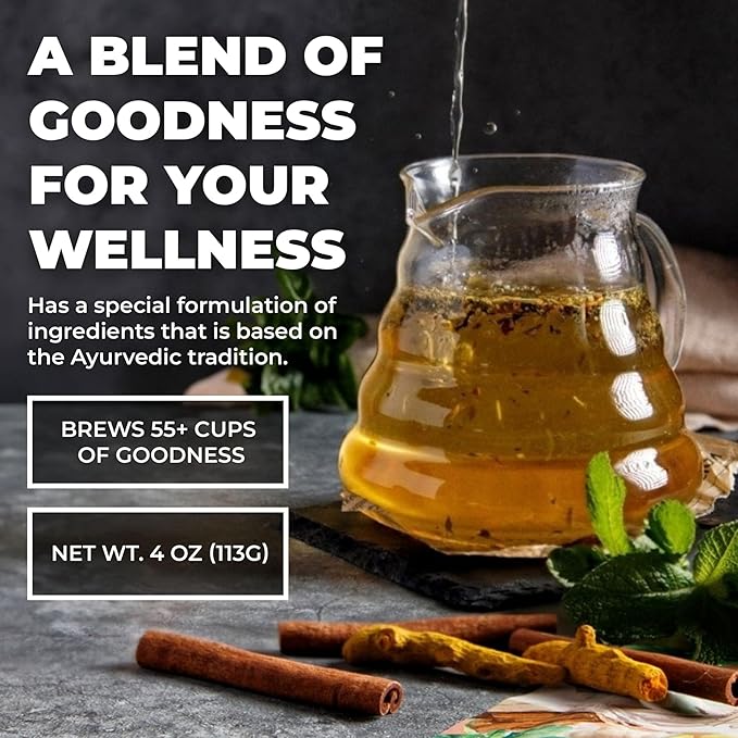 Gardenika Organic Flamma-tea Loose Leaf Tea | Premium Turmeric Ginger Blend with Cinnamon, Peppermint & Black Pepper | 100% Natural, Caffeine Free Herbal Wellness Tea | 4oz (113g)