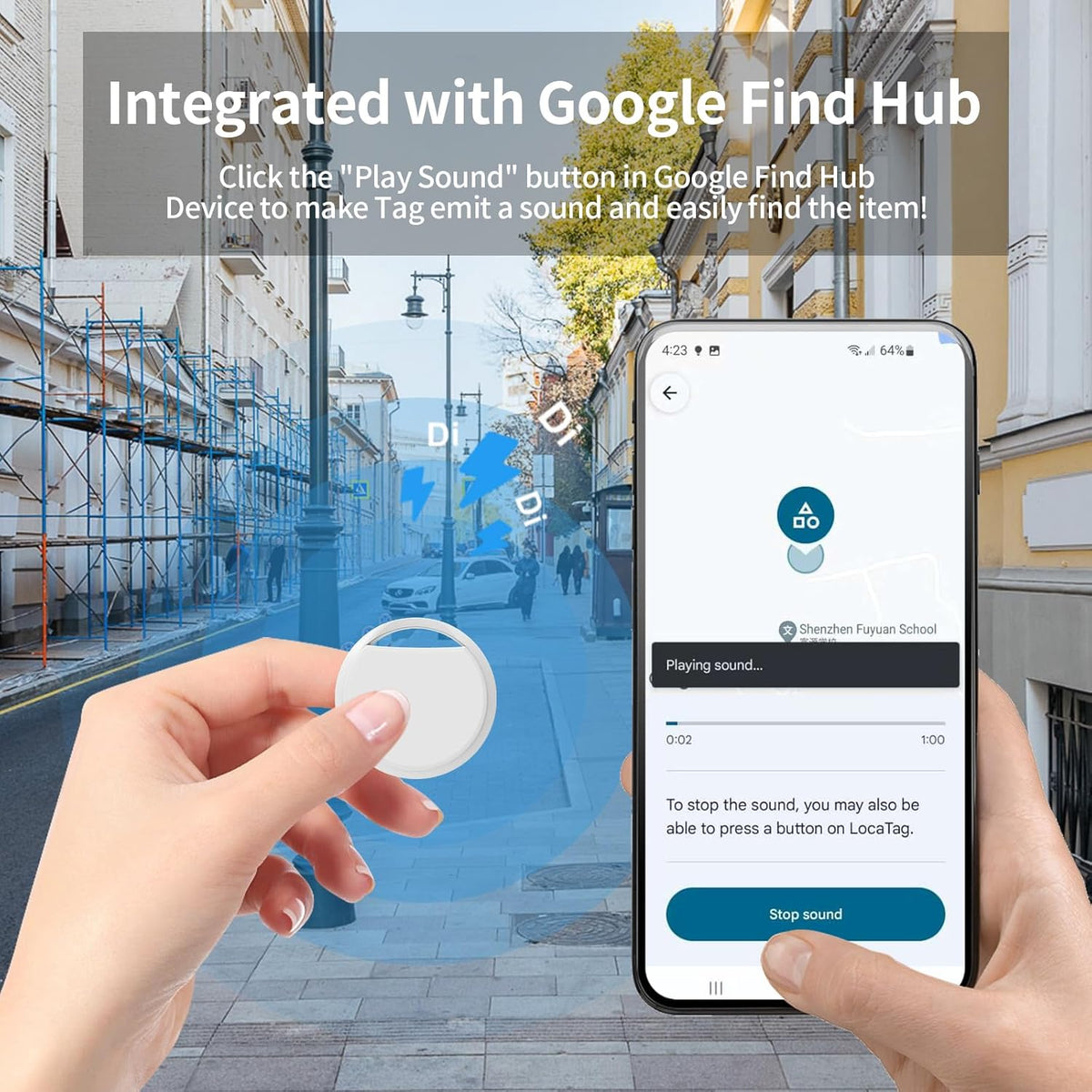 Android Air Tracker Tag for Luggage Tracker Tags Works with Google Find My Device App, Bluetooth Tracker Tag Key Finder and Item Locator for Wallets, Backpack, Suitcases, Replaceable Battery-3pack