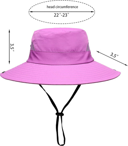 Womens Summer Sun Hat Beach Hat Wide Brim Outdoor UV Protection Hat Foldable Cool Mesh Ponytail Bucket Hat