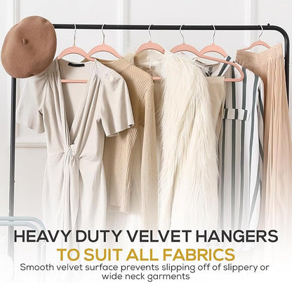 50 Pack New Premium Quality Velvet Hangers Ultra Thin Non Slip Adult Felt Space Saving Hangers for Closet Heavy Duty Coat Pants Jackets Dress Hangers 360° Swivel Hook Hold Upto 10lbs Rose Gold