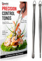 Tweezer Tongs Set of 2 – Boxiki Kitchen 430 Stainless Steel Cooking Tweezers, Long Chef Tweezers for Plating, Grilling, Baking, Pasta, Food Handling, Cake Decorating & Culinary Use