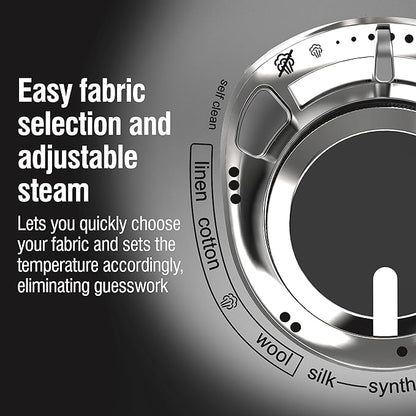 CHI Steam Iron for Clothes with 8’ Retractable Cord, 1700 Watts, 3-Way Auto Shutoff, 400+ Holes, Professional Grade, Temperature Control Dial, Titanium Infused Ceramic Soleplate, Black/Chrome (13109)