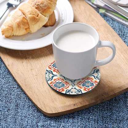 Seamless Asian Traditional Patterns Round Drink Coaster Set of 4 Heat Resistant