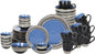 48 Piece Dinnerware Set, Ceramic Plates and Bowls Sets for 8, Microwave and Dishwasher Safe, Handcrafted Tree Bark Series Dish Set, Blue
