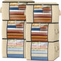 Fab totes 24 Gallons Clothes Storage, Foldable Thick Fabric Blanket Storage Bags, Containers for Organizing Bedroom, Closet, Clothing, Comforter, Organization with Handle (6 Pack,Beige)