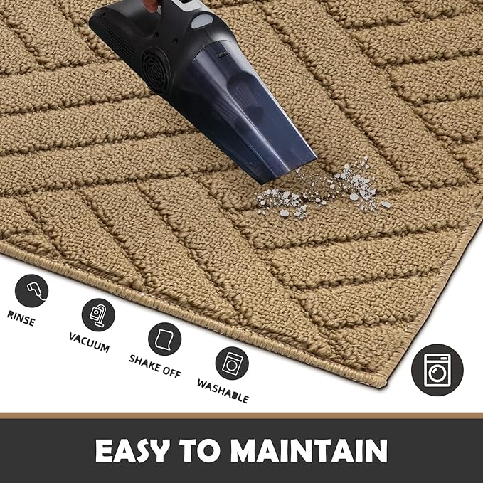 Door Mat Indoor Doormat, Entryway Rug Door Mats Non-Slip Rubber Backing, Low-Profile Entrance Rugs, Absorbent Resist Dirt Doormats Inside Floor Door mat for Entryway,20" x31.5 Brown
