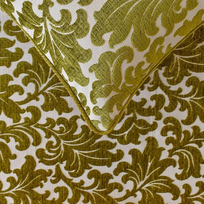 The HomeCentric King/Queen/Twin Chartreuse Designer Twin 53"x18" Bed Runner with Pillow Cover, Velvet, Floral Pattern Bed Scarf on Velvet Fabric - Enchanted Chartreuse