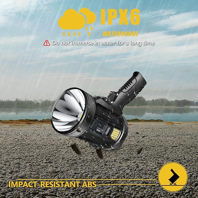 Spotlight 1000000 Lumens, 6 Modes Led Rechargeable Spotlight Flashlight As Seen