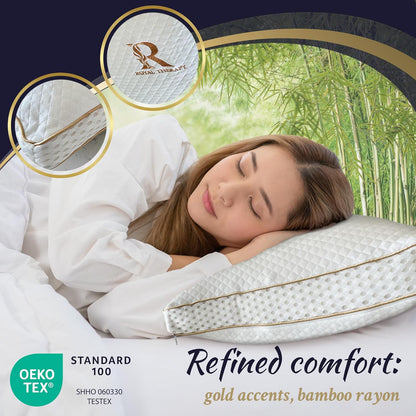 Royal Therapy 2-Pack Queen Memory Foam Pillow, Adjustable Shredded Odor-Free Pillow for Neck & Shoulder Pain Relief, Support for Back, Stomach, Side Sleepers, AirFlowPRO
