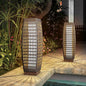 Grand patio Outdoor Floor Lamp Solar Powered Lantern Water-Resistant Wicker Deck Light for Garden or Porch - Medium Fuji, Silver Gray