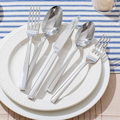 KINGSTONE Silverware Set, 40-Piece Flatware Cutlery Set Premium Stainless Steel, Service for 8, for Kitchen, Home, Wedding, Party, Mirror Polished and Dishwasher Safe