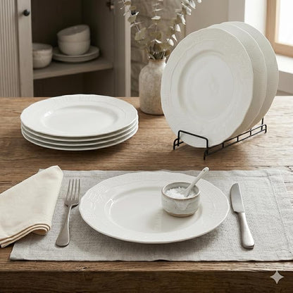 10 Inch Porcelain Dinner Plates Set of 4, Dishwasher safe, Microwave safe