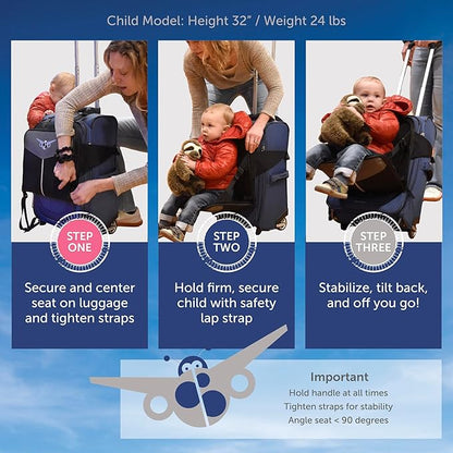 Travel Seat for Kids, The Original and Patented Ride-On Suitcase for Toddlers, Child Carrier for Carry-On Luggage, Family Airport Travel Made Easy (Suitcase not Included)