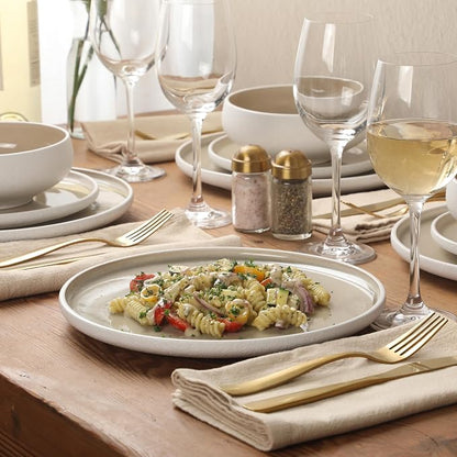 Gibson Elite Pacifco Beach Plates and Bowls Sets, 12-Piece Stoneware Dinnerware