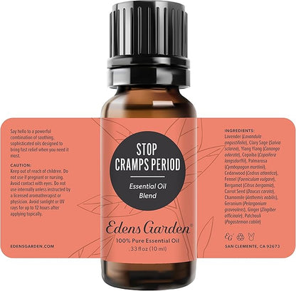 Edens Garden Stop Cramps Period Essential Oil Blend- 100% Pure Premium Grade, Undiluted, Natural, Therapeutic, Aromatherapy, The Best for Diffusing, Skin, Humidifiers, Hair 10 ml (.33 fl oz)