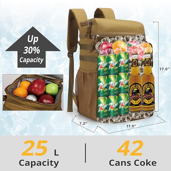 Tactical Backpack Cooler,Soft Lightweight Leakproof Cooler Backpack,Insulated Cooler Bag,Portable Soft Cooler Bag Waterproof for Beach, Travel, Camping, Picnic, Hiking