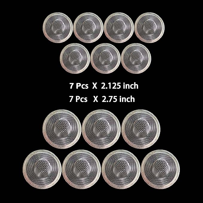 14PCS Drain Mesh Basket, 2.125'' & 2.75" Bathroom Mesh Sink Drain Strainer Screen Cover Small Slop Basket Filter Trap Tub Drain Screen Hair Catcher for Lavatory RV Shower Floor Utility Drain