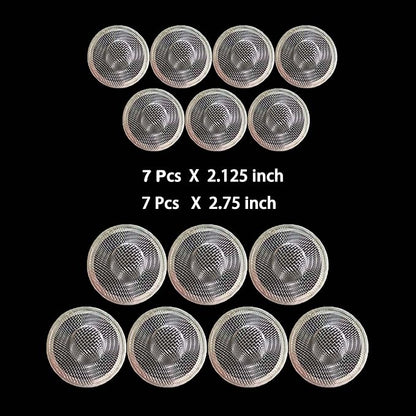 14PCS Drain Mesh Basket, 2.125'' & 2.75" Bathroom Mesh Sink Drain Strainer Screen Cover Small Slop Basket Filter Trap Tub Drain Screen Hair Catcher for Lavatory RV Shower Floor Utility Drain
