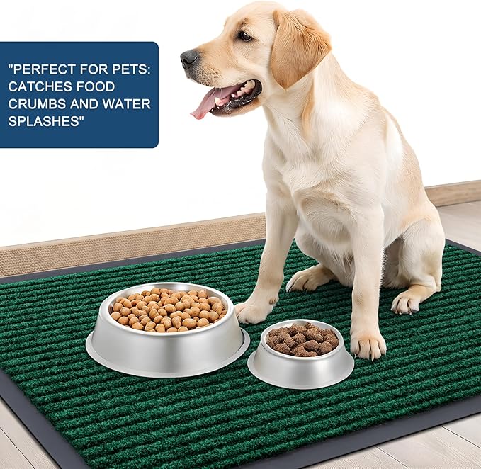 OLANLY Front Door Mat Indoor Outdoor Entrance, Waterproof Heavy Duty Doormat, Fade Resistant, Low Profile, Easy Clean Patio Porch Welcome Floor Mats for Entry, 59x23, Green