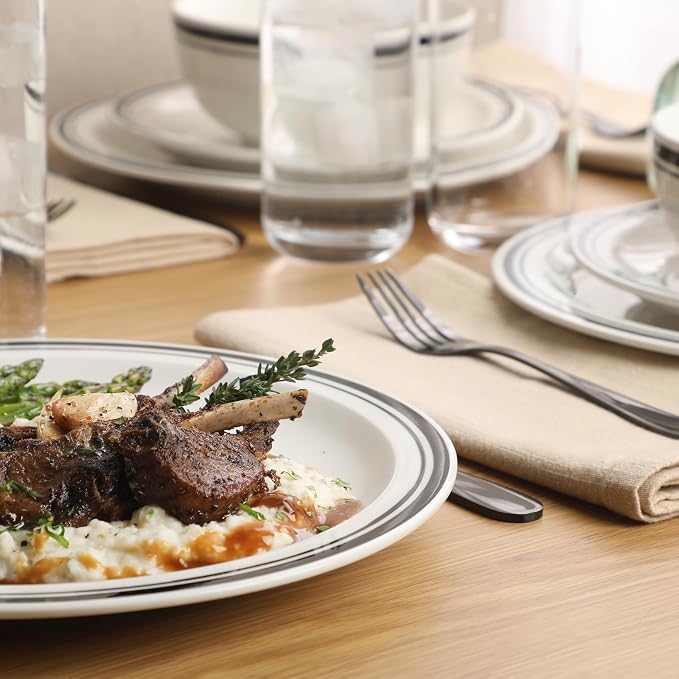 Gibson Home Hometown Diner 12-Piece Porcelain Dinnerware Set, Round Plates and