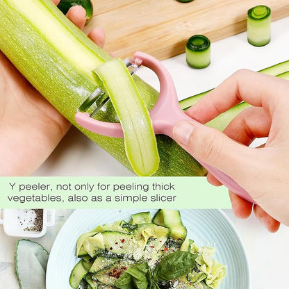 Senbowe Upgrade Potato Peeler for Kitchen, 6PCS Stainless Steel Vegetable Peeler, I and Y Veggie Food Peeler for Apple Fruit Carrot Zucchini Cucumber,Good Grip Makes Peeling Very Easy (Pink)