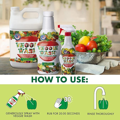 Veggie Wash Fruit and Vegetable Wash, Ideal for Cleaning Produce, 1 Gallon