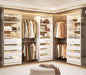 Aheaplus Closet System with 12 Drawers, 8.5-11.5Ft Wood Closet Organizer System with 4 Hanging Rods & 3 Towers, 4Ft & 6Ft L-Shaped Walk-in Closets Wardrobe Organizer Clothes Rack, Set of 3, White