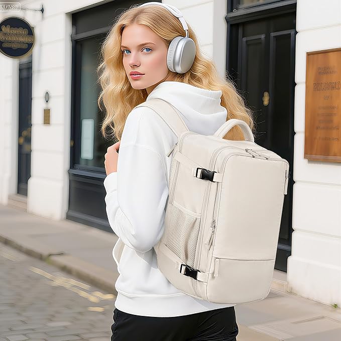 Beraliy Travel Backpack Airline Approved, Carry on Backpack, 16 Laptop Backpack, Waterproof Weekender Bag, Casual Daypack, Hiking Backpack, Beige