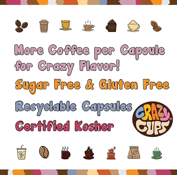 Crazy Cups Fall Coffee Pods Variety Pack for Keurig K Cup Coffee Maker, Seasonal Favorites Fall Blend Sampler, 50 Count