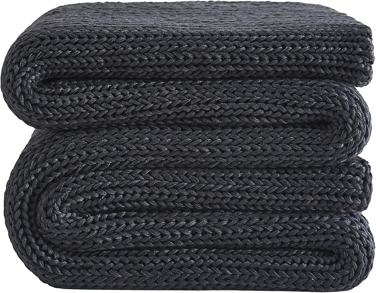 L'AGRATY Knitted Weighted Blanket - 60"x80" 20lbs Cooling Chunky Knit Heavy Blanket for Adults Braided Crochet Throw Thick Cable Yarn Knit Decorative No Beads Evenly Weighted Machine Washable