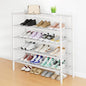 Smiry Shoe Rack, 5 Tier Long Bamboo Shoe Organizer, Stackable Free Standing Wooden Shoe Storage Shelf for Closet, Entryway, Front Door Entrance, White
